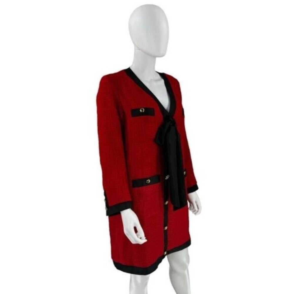 Pomander Place NEW Red Coco Tweed Long Sleeve Retro Preppy Mini Dress Size XL - Picture 6 of 13